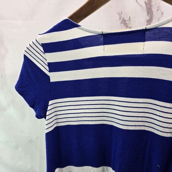 Anthropologie Shirt Womens XS Blue White Stripe Swing Babydoll Tee Tunic Puella - Picture 6 of 9